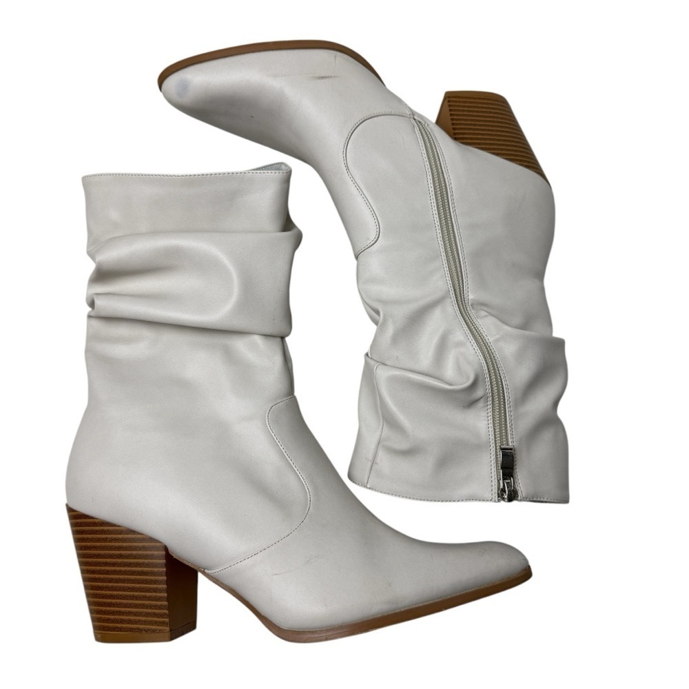 Catherine Malandrino Boots Heeled Mid-Calf Taupe/White SZ 9 Cowgirl Country Fest